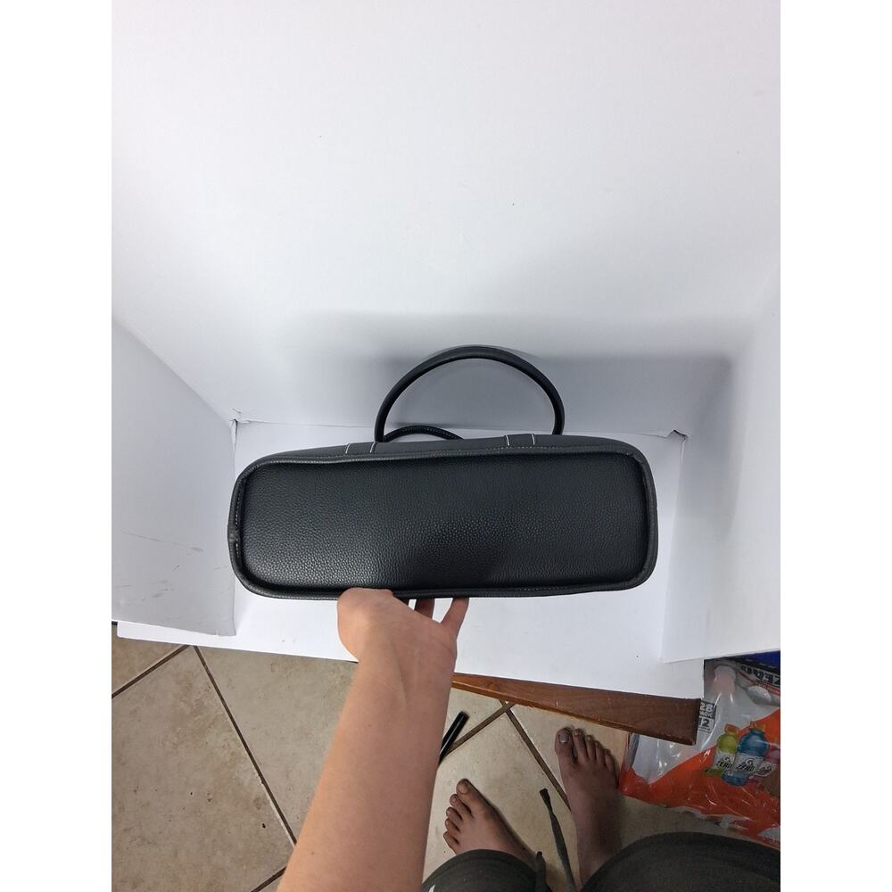 BMW Black Pebbled Genuine Leather Tote Bag - Ladies Top Handle Work & Laptop Bag - Picture 14 of 14